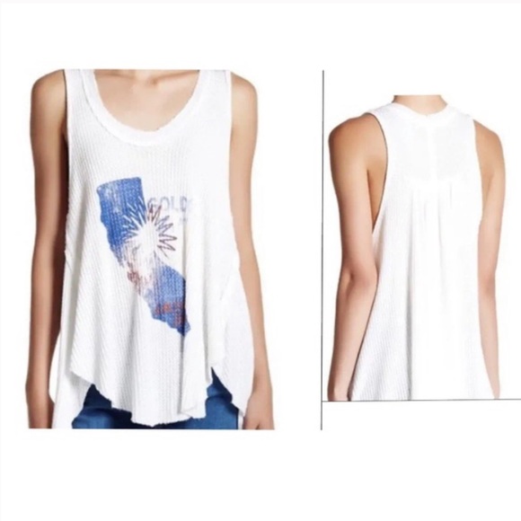 Free people M White California dreaming tank top - Picture 3 of 7